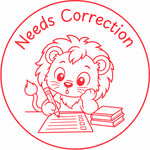 Teacher stamp “Needs Correction” for revision and next-step feedback – Red ink