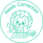 Teacher stamp “Needs Correction” for revision and next-step feedback – Green ink