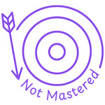 Teacher stamp “Not Mastered” for identifying learning that still needs further development – Purple ink