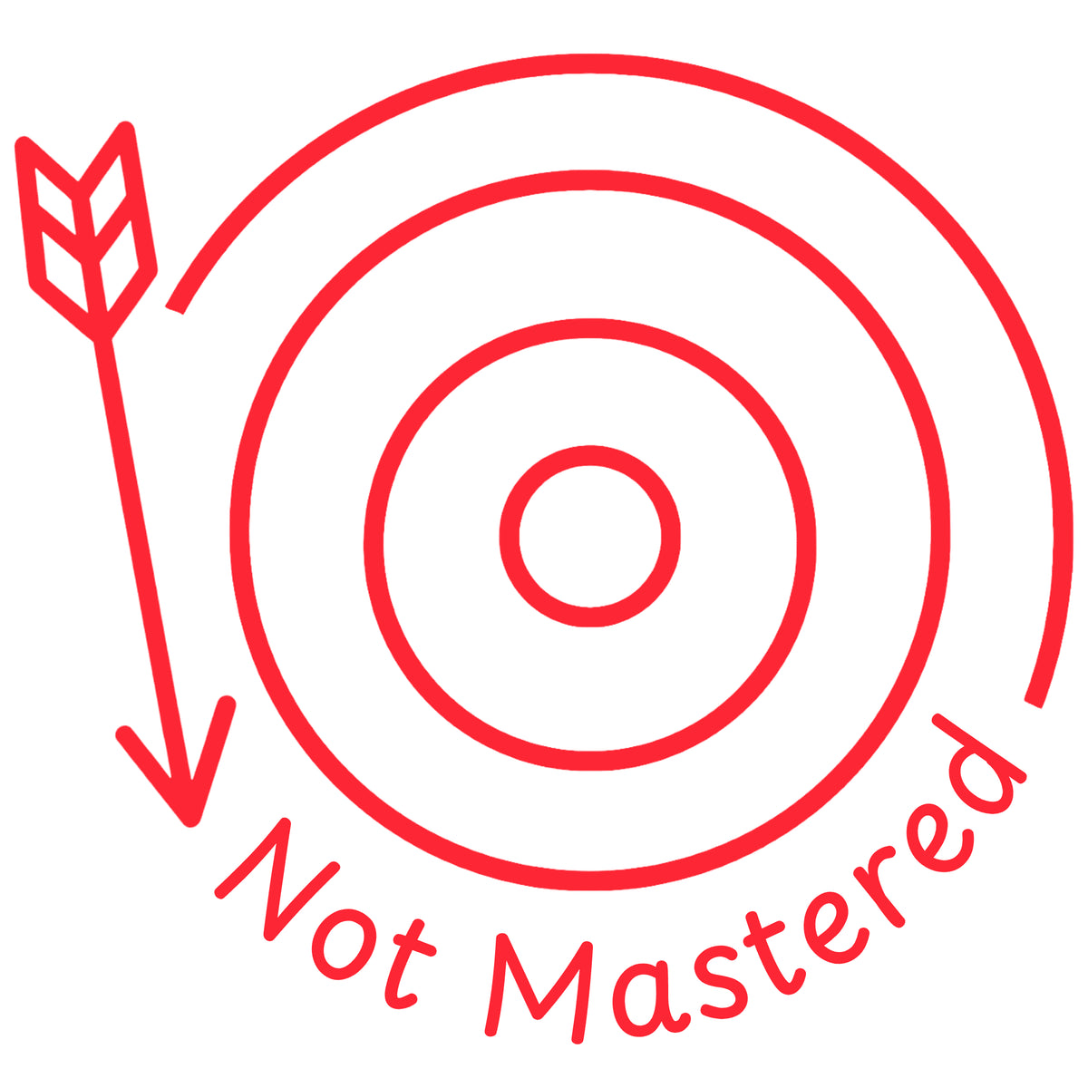 Teacher stamp “Not Mastered” for identifying learning that still needs further development – Red ink
