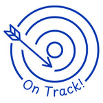Teacher stamp “On Track!” for recognizing positive progress toward learning goals – Blue ink