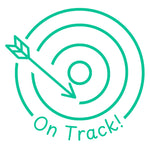 Teacher stamp “On Track!” for recognizing positive progress toward learning goals – Green ink