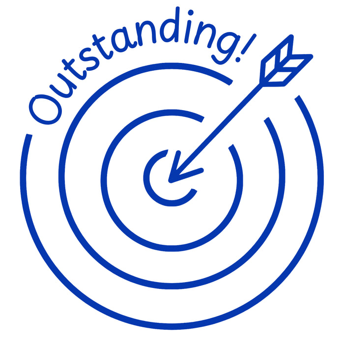 Teacher stamp “Outstanding!” for recognizing especially strong achievement – Blue ink
