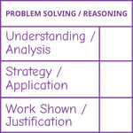 Teacher stamp “Problem Solving / Reasoning” with mathematical problem-solving feedback criteria – Purple ink