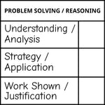 Teacher stamp “Problem Solving / Reasoning” with mathematical problem-solving feedback criteria – Black ink