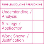 Teacher stamp “Problem Solving / Reasoning” with mathematical problem-solving feedback criteria – Pink ink