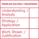 Teacher stamp “Problem Solving / Reasoning” with mathematical problem-solving feedback criteria – Red ink