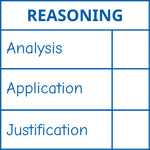 Teacher stamp “Reasoning” with analysis, application and justification criteria – Blue ink