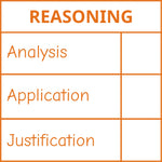 Teacher stamp “Reasoning” with analysis, application and justification criteria – Orange ink
