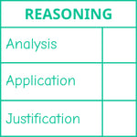Teacher stamp “Reasoning” with analysis, application and justification criteria – Green ink
