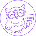 Teacher stamp “Seen!” for acknowledging a school message or document – Purple ink