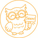 Teacher stamp “Seen!” for acknowledging a school message or document – Orange ink