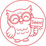 Teacher stamp “Seen!” for acknowledging a school message or document – Red ink