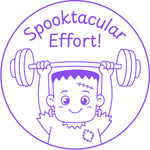 Halloween teacher stamp “Spooktacular Effort!” for recognizing strong student effort – Purple ink