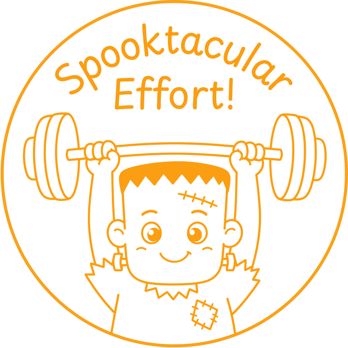 Halloween teacher stamp “Spooktacular Effort!” for recognizing strong student effort – Orange ink