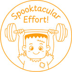 Halloween teacher stamp “Spooktacular Effort!” for recognizing strong student effort – Orange ink