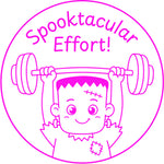 Halloween teacher stamp “Spooktacular Effort!” for recognizing strong student effort – Pink ink