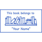 Custom teacher stamp “This Book Belongs To” for classroom books and resources – Blue ink