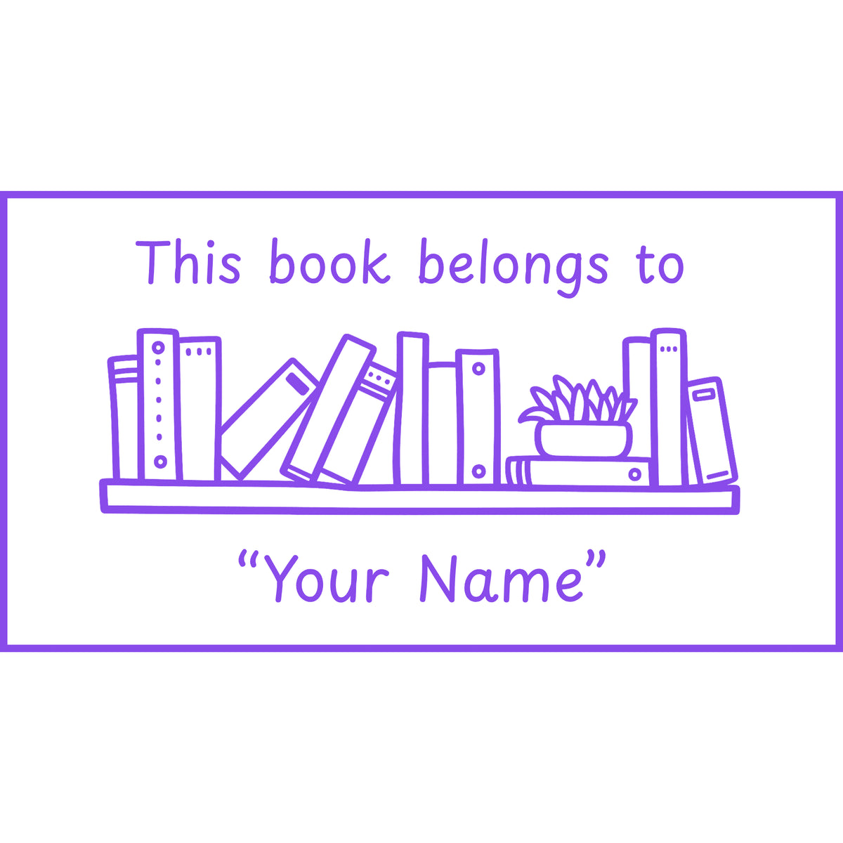 Custom teacher stamp “This Book Belongs To” for classroom books and resources – Purple ink
