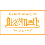 Custom teacher stamp “This Book Belongs To” for classroom books and resources – Orange ink