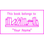 Custom teacher stamp “This Book Belongs To” for classroom books and resources – Pink ink