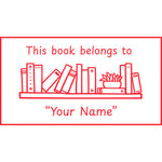 Custom teacher stamp “This Book Belongs To” for classroom books and resources – Red ink