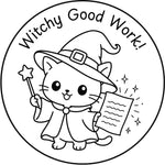 Halloween teacher stamp “Witchy Good Work!” for celebrating strong student work – Black ink