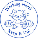 Teacher stamp “Working Hard! Keep It Up!” for effort and perseverance – Blue ink