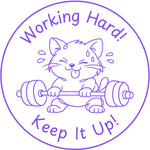 Teacher stamp “Working Hard! Keep It Up!” for effort and perseverance – Purple ink