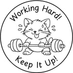 Teacher stamp “Working Hard! Keep It Up!” for effort and perseverance – Black ink