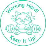 Teacher stamp “Working Hard! Keep It Up!” for effort and perseverance – Green ink