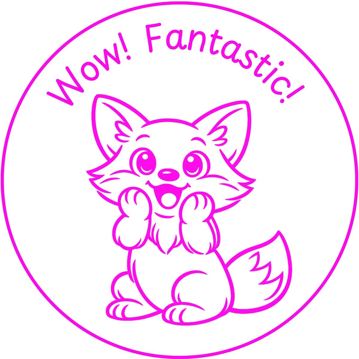 Teacher stamp “Wow! Fantastic!” for celebrating excellent student work – Pink ink