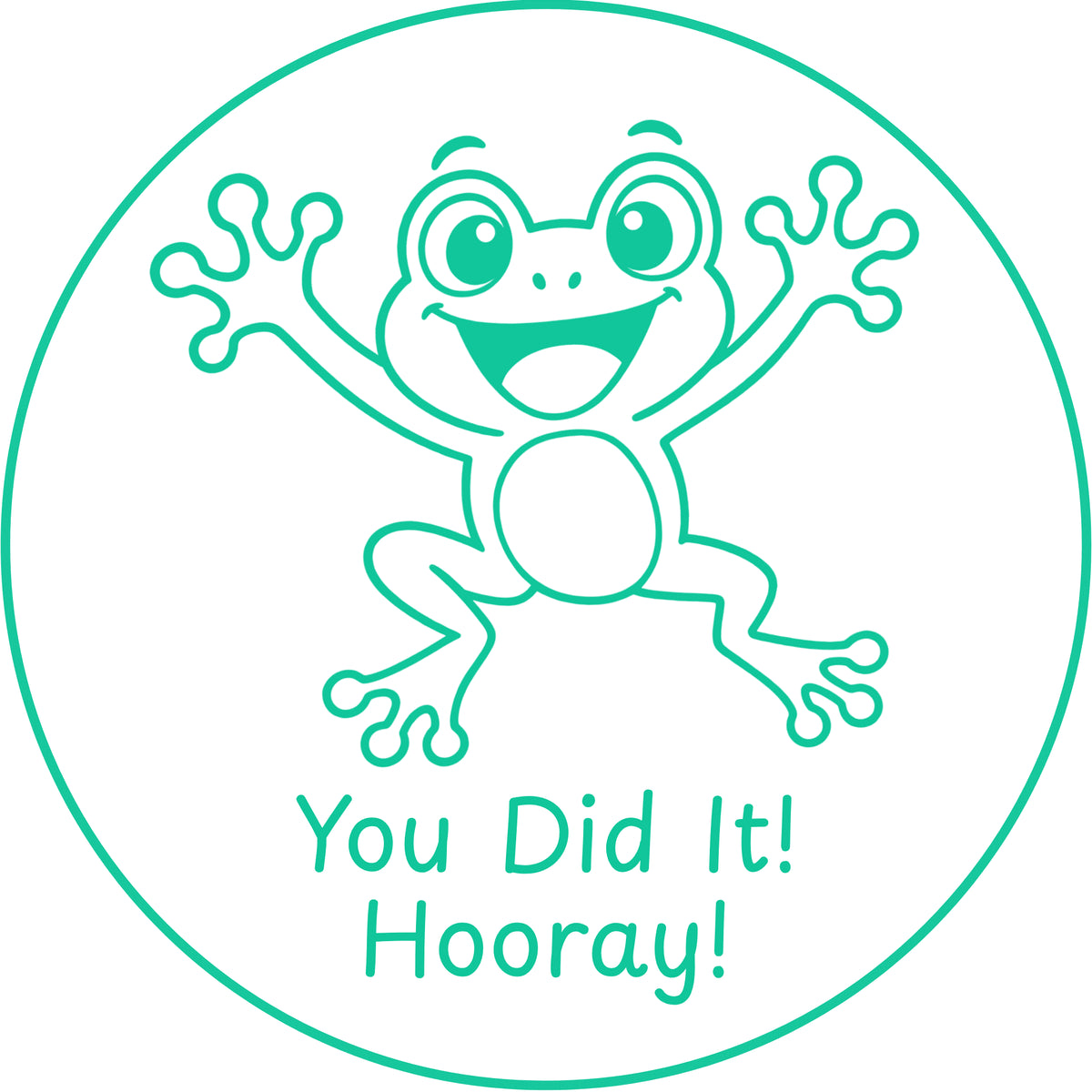 Teacher stamp “You Did It! Hooray!” for celebrating student achievement – Green ink
