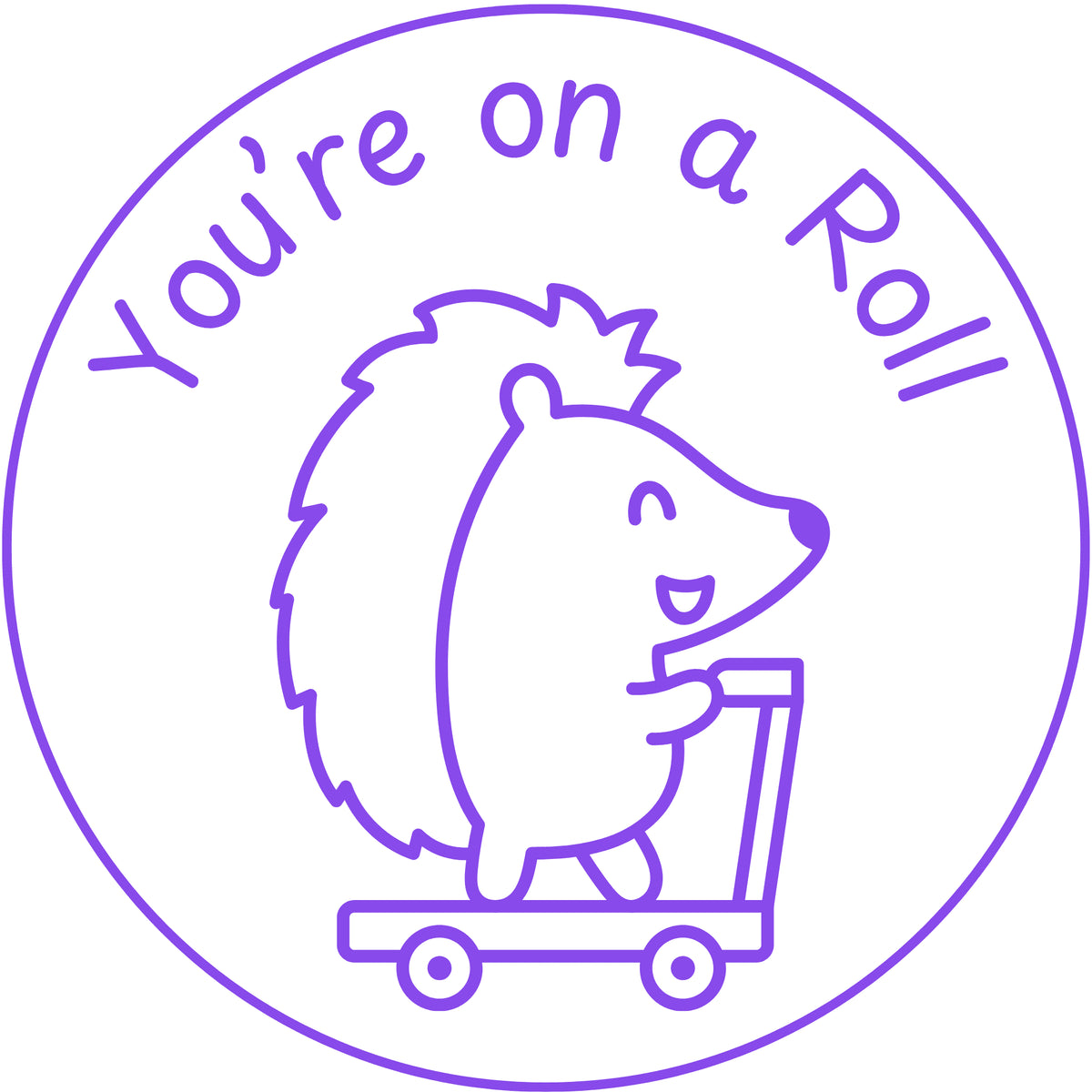 Teacher stamp “You’re on a Roll” for recognizing steady student progress – Purple ink