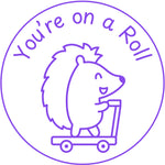 Teacher stamp “You’re on a Roll” for recognizing steady student progress – Purple ink