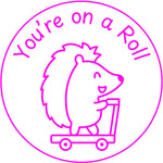 Teacher stamp “You’re on a Roll” for recognizing steady student progress – Pink ink