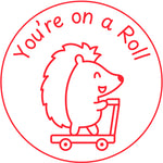 Teacher stamp “You’re on a Roll” for recognizing steady student progress – Red ink