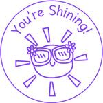 Teacher stamp “You’re Shining!” for celebrating student success – Purple ink