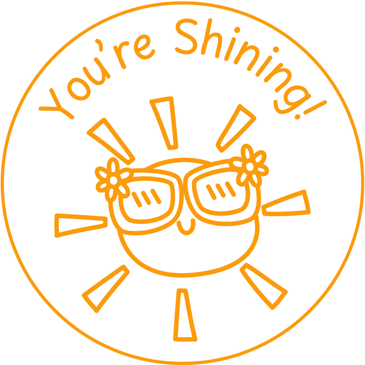 Teacher stamp “You’re Shining!” for celebrating student success – Orange ink
